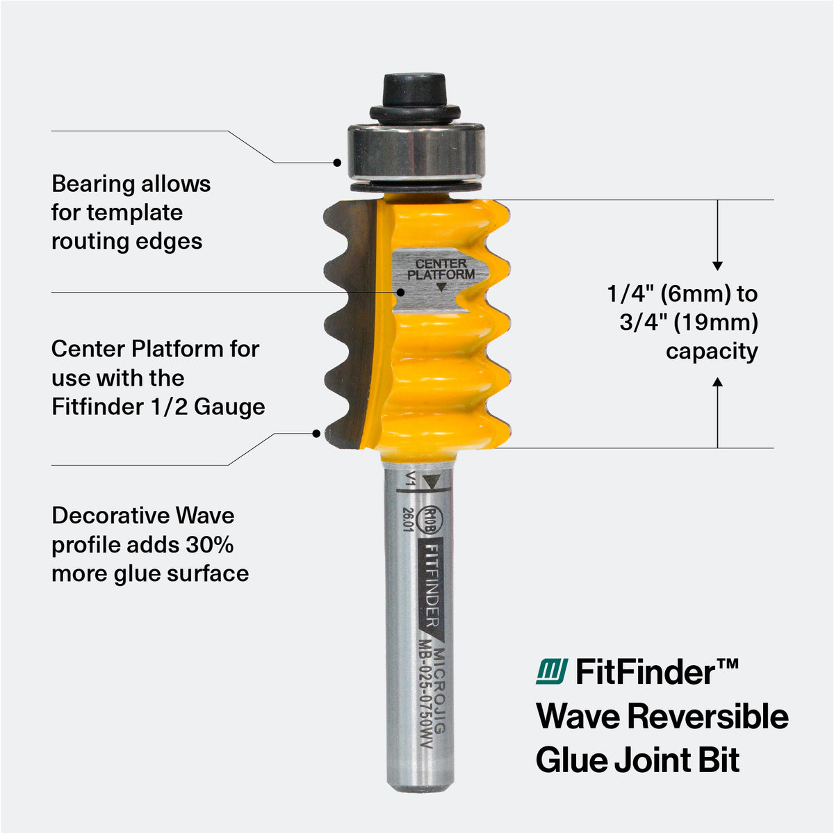 FitFinder Wave Reversible Glue Joint Bit