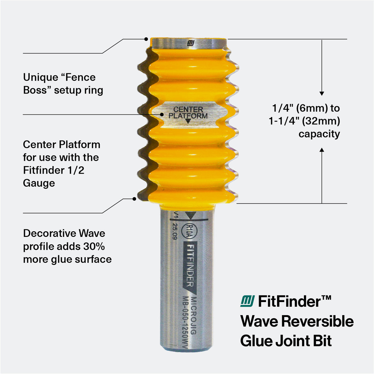 FitFinder 1 1/4" Wave Decorative Jointing Bit (1/2" Shank)